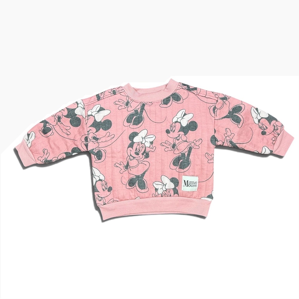 Disney Baby Minnie Mouse Pink Quilted Sweatshirt Pullover 12M Girls